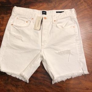NWT ANTHROPOLOGIE Edwin Cutoff Denim Shorts in Eggshell Size 32 - Retail $138